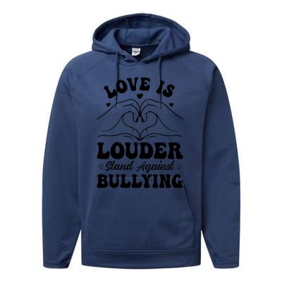 Love Is Louder Anti Bullying Kids Unity Day Orange Be Kind Performance Fleece Hoodie