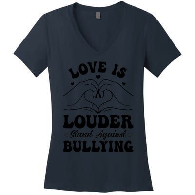 Love Is Louder Anti Bullying Kids Unity Day Orange Be Kind Women's V-Neck T-Shirt