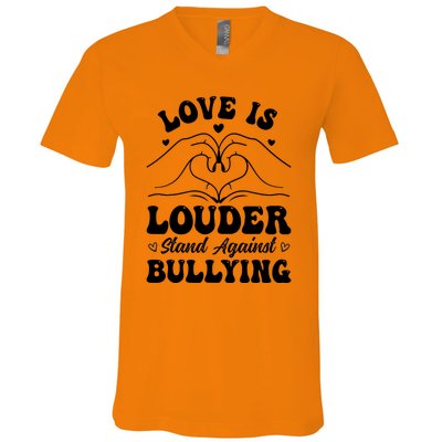 Love Is Louder Anti Bullying Kids Unity Day Orange Be Kind V-Neck T-Shirt