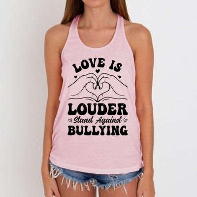 Love Is Louder Anti Bullying Kids Unity Day Orange Be Kind Women's Knotted Racerback Tank