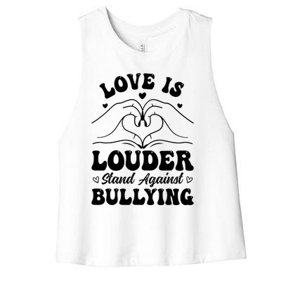 Love Is Louder Anti Bullying Kids Unity Day Orange Be Kind Women's Racerback Cropped Tank