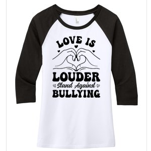 Love Is Louder Anti Bullying Kids Unity Day Orange Be Kind Women's Tri-Blend 3/4-Sleeve Raglan Shirt