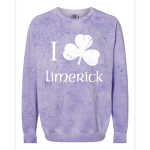 Limerick Ireland Love Irish Shamrock Heart St Paddys Day Gift Colorblast Crewneck Sweatshirt