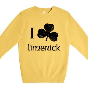 Limerick Ireland Love Irish Shamrock Heart St Paddys Day Gift Premium Crewneck Sweatshirt