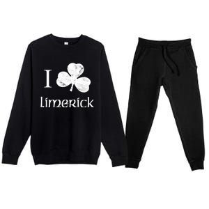 Limerick Ireland Love Irish Shamrock Heart St Paddys Day Gift Premium Crewneck Sweatsuit Set