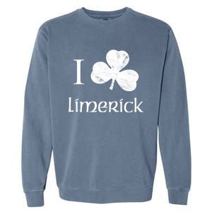 Limerick Ireland Love Irish Shamrock Heart St Paddys Day Gift Garment-Dyed Sweatshirt