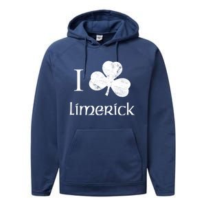 Limerick Ireland Love Irish Shamrock Heart St Paddys Day Gift Performance Fleece Hoodie