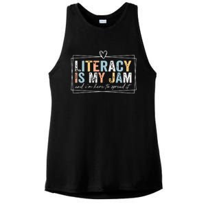 Literacy Is My Jam And Im Here To Spread It Ladies PosiCharge Tri-Blend Wicking Tank