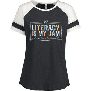 Literacy Is My Jam And Im Here To Spread It Enza Ladies Jersey Colorblock Tee