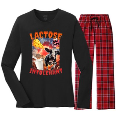 Lactose Intolerant Meme Women's Long Sleeve Flannel Pajama Set 