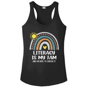 Literacy Is My Jam Literacy Teacher Reading Interventionist Ladies PosiCharge Competitor Racerback Tank