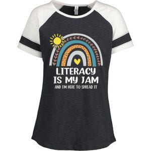 Literacy Is My Jam Literacy Teacher Reading Interventionist Enza Ladies Jersey Colorblock Tee