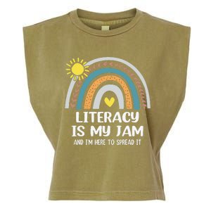 Literacy Is My Jam Literacy Teacher Reading Interventionist Garment-Dyed Women's Muscle Tee