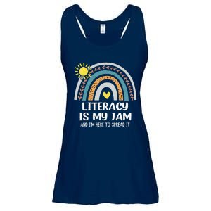 Literacy Is My Jam Literacy Teacher Reading Interventionist Ladies Essential Flowy Tank