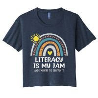 Literacy Is My Jam Literacy Teacher Reading Interventionist Women's Crop Top Tee