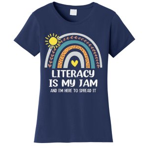 Literacy Is My Jam Literacy Teacher Reading Interventionist Women's T-Shirt