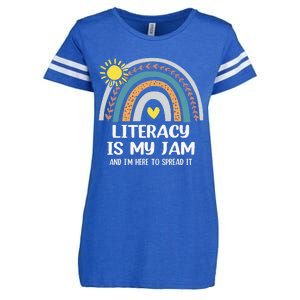 Literacy Is My Jam Literacy Teacher Reading Interventionist Enza Ladies Jersey Football T-Shirt