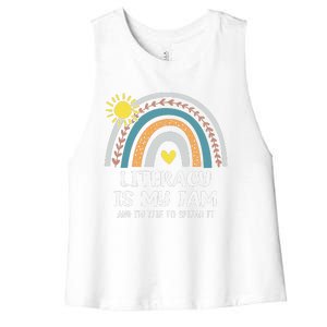 Literacy Is My Jam Literacy Teacher Reading Interventionist Women's Racerback Cropped Tank