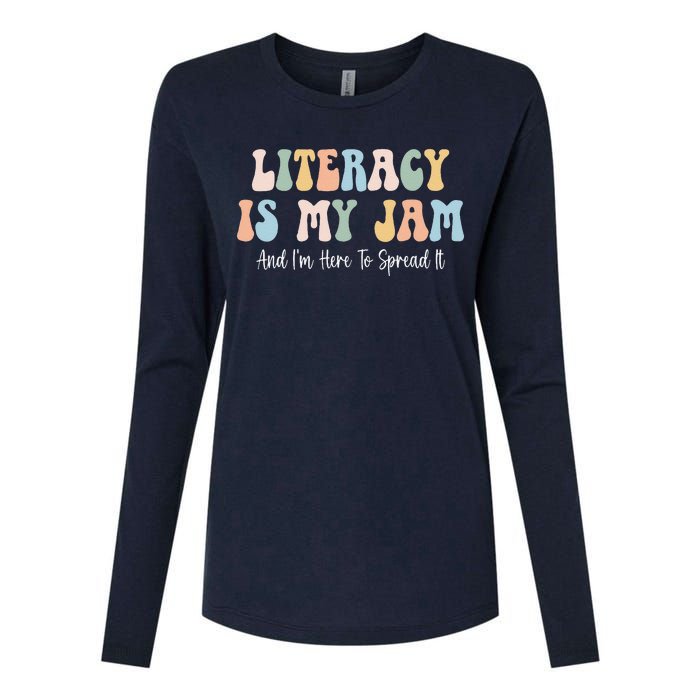 Literacy Is My Jam Reading Interventionist Literacy Teacher Womens Cotton Relaxed Long Sleeve T-Shirt