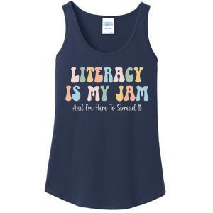 Literacy Is My Jam Reading Interventionist Literacy Teacher Ladies Essential Tank