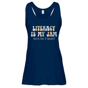 Literacy Is My Jam Reading Interventionist Literacy Teacher Ladies Essential Flowy Tank