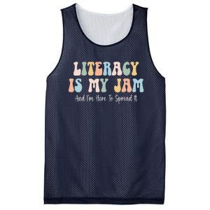 Literacy Is My Jam Reading Interventionist Literacy Teacher Mesh Reversible Basketball Jersey Tank