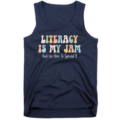 Literacy Is My Jam Reading Interventionist Literacy Teacher Tank Top