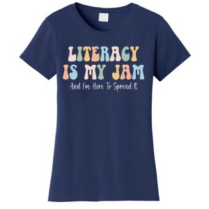 Literacy Is My Jam Reading Interventionist Literacy Teacher Women's T-Shirt