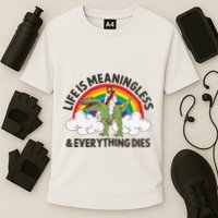 Life Is Meaningless And Everything Dies Jesus Riding Dinosaur Cooling Performance Crew T-Shirt