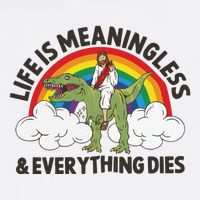 Life Is Meaningless And Everything Dies Jesus Riding Dinosaur Bucket Hat