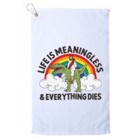 Life Is Meaningless And Everything Dies Jesus Riding Dinosaur Golf Towel