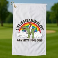Life Is Meaningless And Everything Dies Jesus Riding Dinosaur Golf Towel