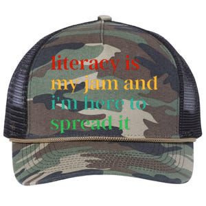 Literacy Is My Jam And I'm Here To Spread It Retro Rope Trucker Hat Cap