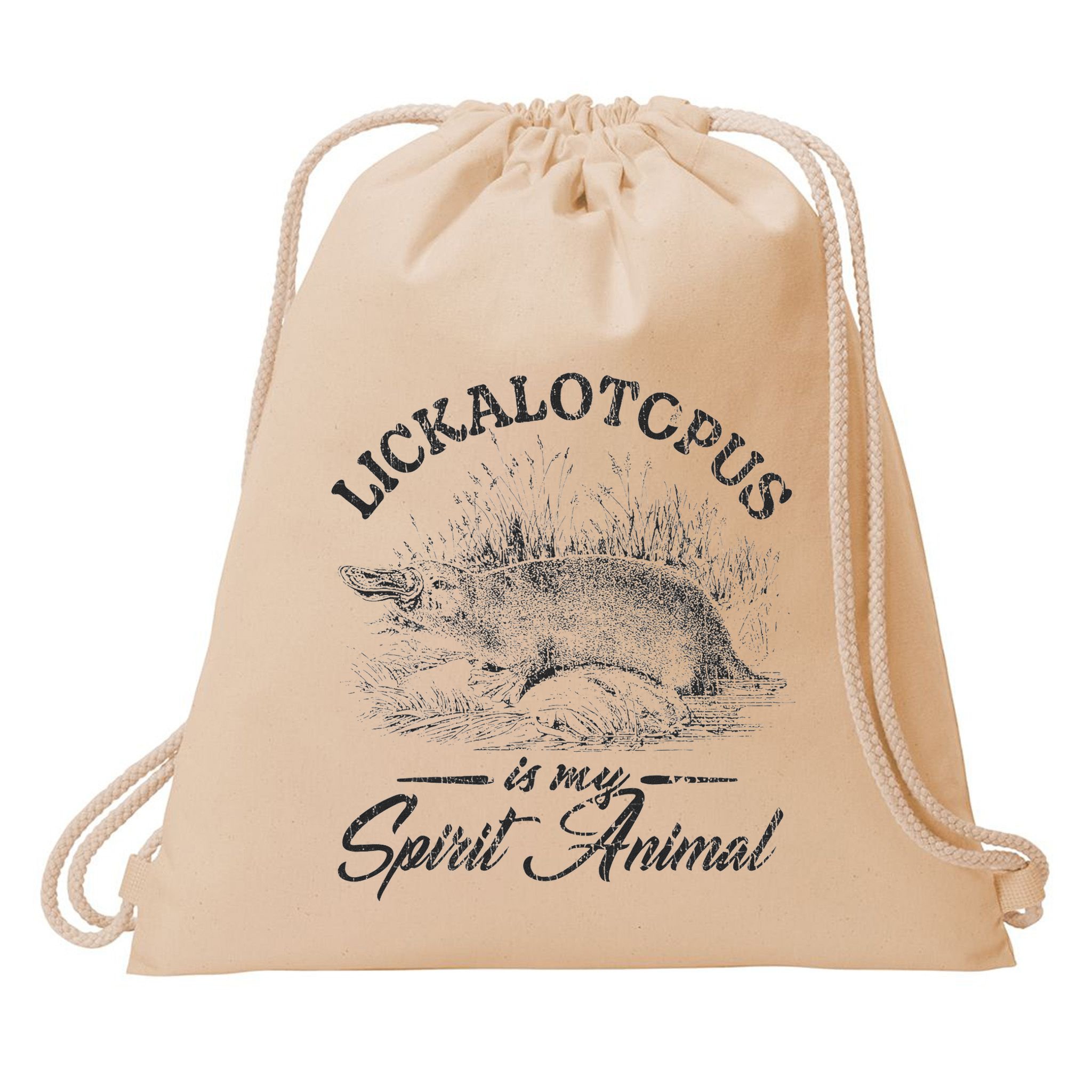 Lickalotapus Is My Spirit Animal Drawstring Bag