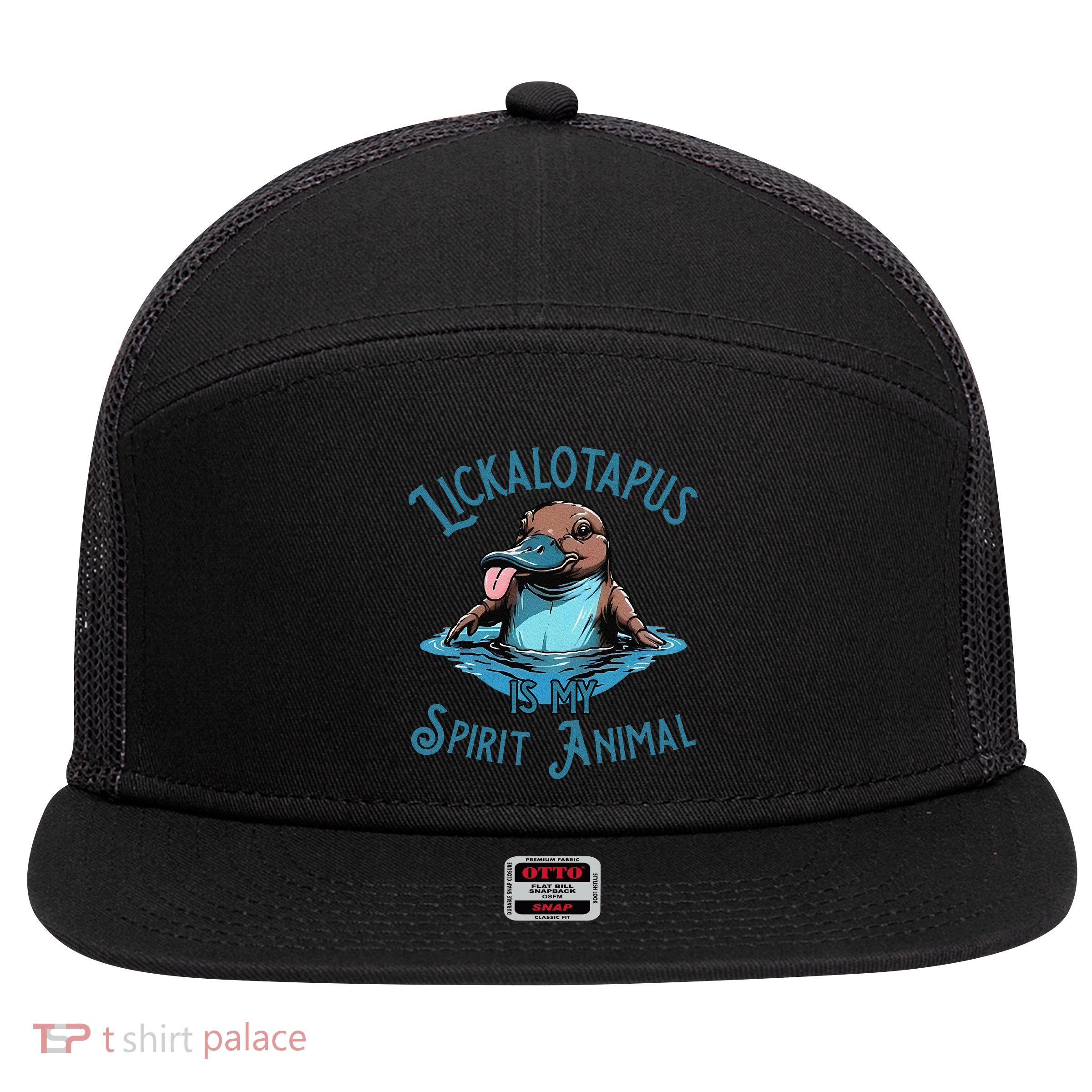 Lickalotapus Is My Spirit Animal Meme Funny Lickalotapus Gift 7 Panel Mesh Trucker Snapback Hat