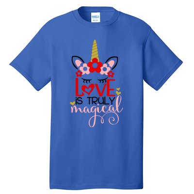 Love Is Magical Unicorn Valentines Day Heart Love Party Gift Great Gift Tall T-Shirt