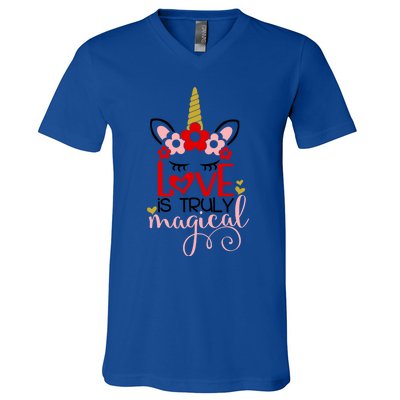 Love Is Magical Unicorn Valentines Day Heart Love Party Gift Great Gift V-Neck T-Shirt