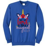 Love Is Magical Unicorn Valentines Day Heart Love Party Gift Great Gift Tall Sweatshirt