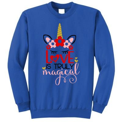 Love Is Magical Unicorn Valentines Day Heart Love Party Gift Great Gift Tall Sweatshirt