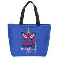 Love Is Magical Unicorn Valentines Day Heart Love Party Gift Great Gift Zip Tote Bag