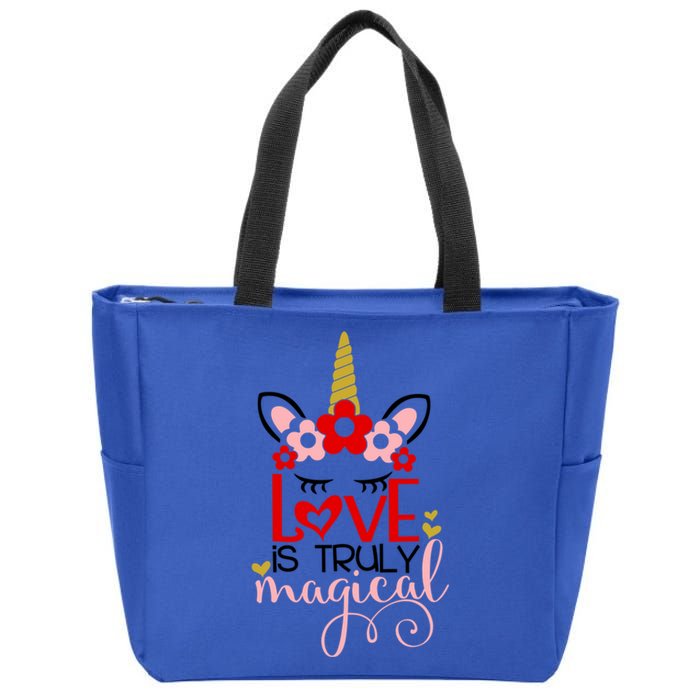 Love Is Magical Unicorn Valentines Day Heart Love Party Gift Great Gift Zip Tote Bag