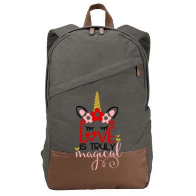 Love Is Magical Unicorn Valentines Day Heart Love Party Gift Great Gift Cotton Canvas Backpack