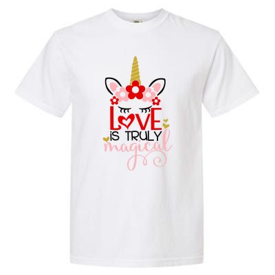 Love Is Magical Unicorn Valentines Day Heart Love Party Gift Great Gift Garment-Dyed Heavyweight T-Shirt