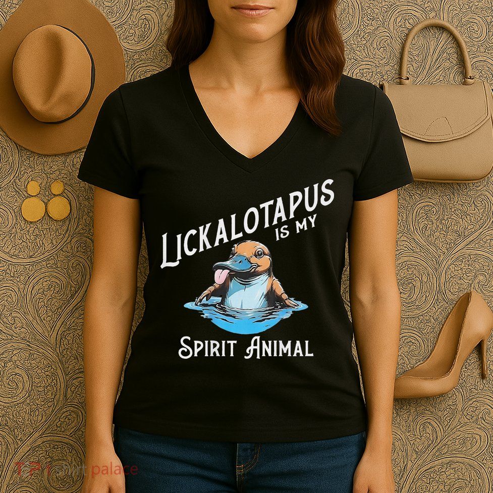 Lickalottapus Is My Spirit Animal Front And Back Women's V-Neck T-Shirt