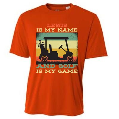 Lewis Is My Name Golf Is My Game Full Swing Hole Player Funny Gift Cooling Performance Crew T-Shirt