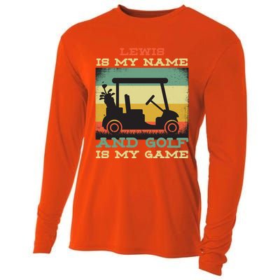 Lewis Is My Name Golf Is My Game Full Swing Hole Player Funny Gift Cooling Performance Long Sleeve Crew