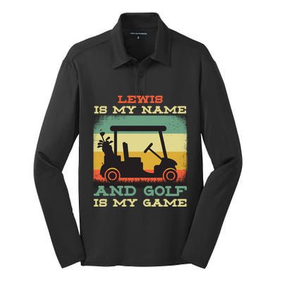 Lewis Is My Name Golf Is My Game Full Swing Hole Player Funny Gift Silk Touch Performance Long Sleeve Polo