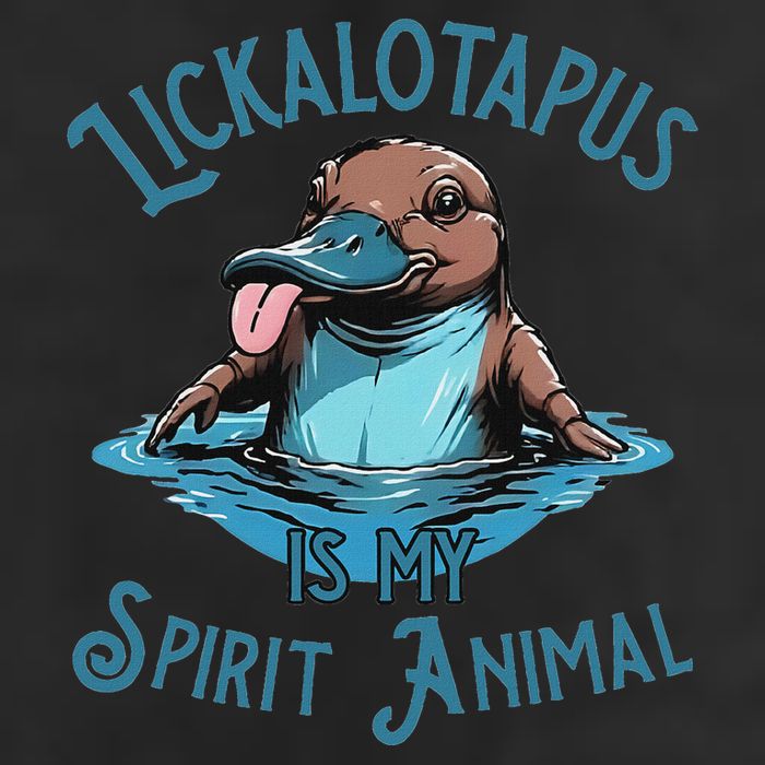 Lickalotapus Is My Spirit Animal Meme Funny Lickalotapus 7 Panel Mesh Trucker Snapback Hat