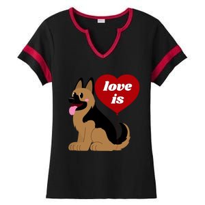 Love Is My Dog German Shepherd Dogs Lover Ladies Halftime Notch Neck Tee