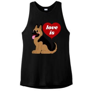 Love Is My Dog German Shepherd Dogs Lover Ladies PosiCharge Tri-Blend Wicking Tank